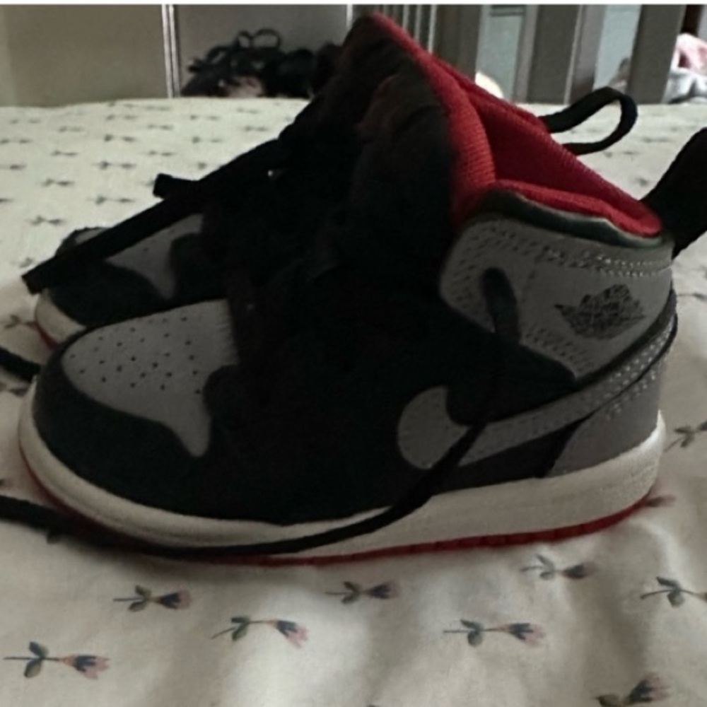 Toddler boys  6c Black/Grey and Red Nike/Jordan Sneakers